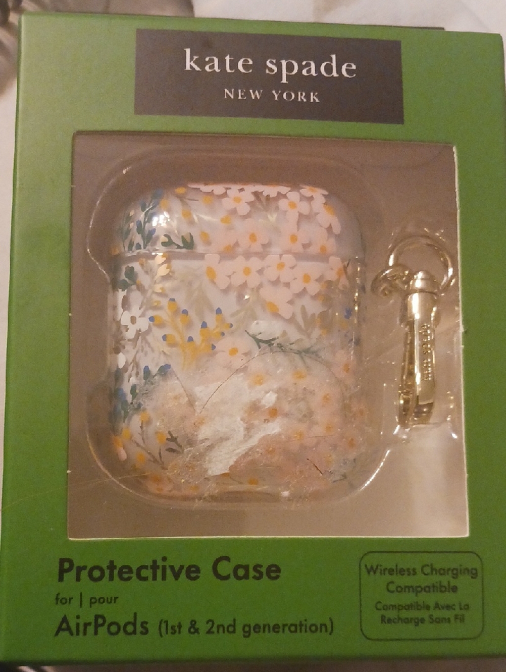 kate spade Floral Gold Accent AirPods Case - White, Gold, Yellow, Green, Blue